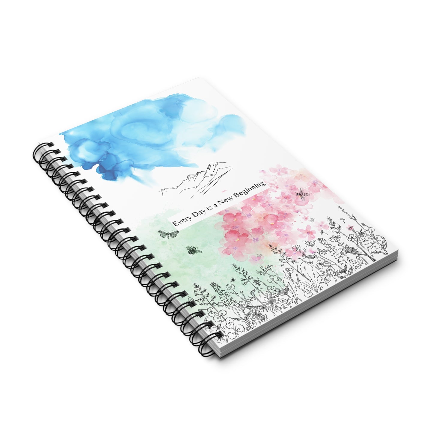 "Every Day is a New Beginning" Spiral Notebook | Watercolor Design, 90gsm Paper, Durable Cover
