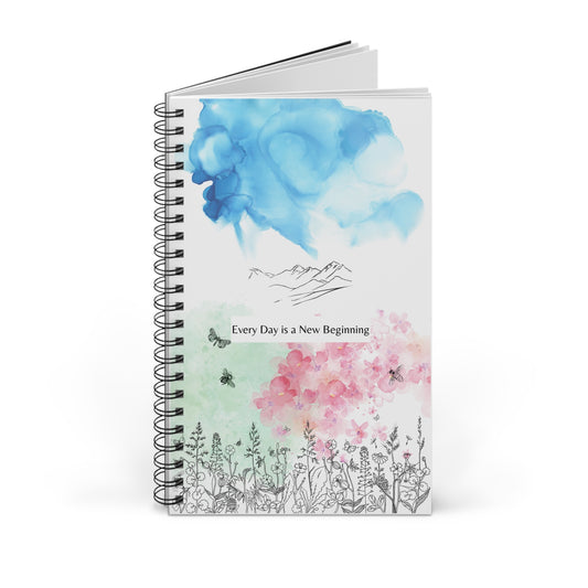 "Every Day is a New Beginning" Spiral Notebook | Watercolor Design, 90gsm Paper, Durable Cover