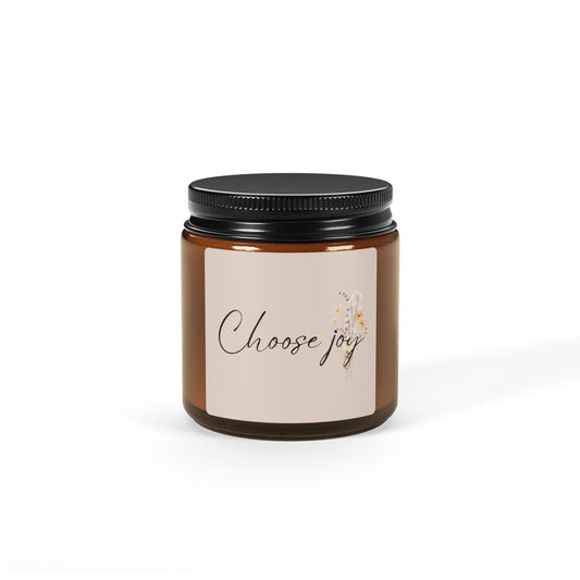 "Choose Joy" Scented Soy Candle | Eco-Friendly, Reusable Glass, Natural Aromatherapy Gift
